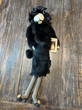 Carmen Manago Art Shelf Sitter Doll with Black Faux Fur Coat - Sophia